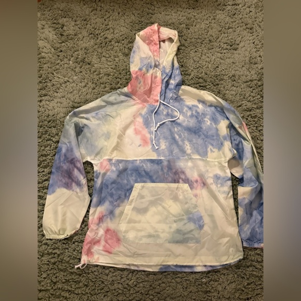 New Spirit Jersey Pink Blue Tie Dye Rain Jacket One Size